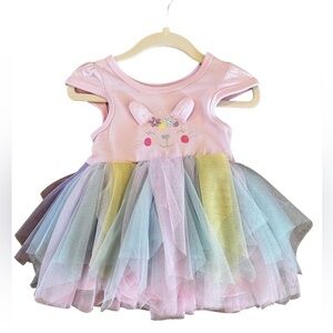 Baby Essentials Easter Bunny Embroidered Tutu Dress Size 12 Months